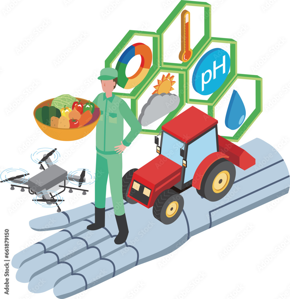 Fototapeta premium 農業とテクノロジーのイメージイラスト