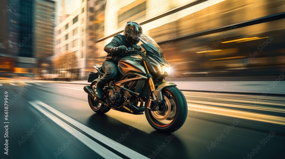 Traveling on a motorcycle on the roads Traveling on a motorcycle on the roads