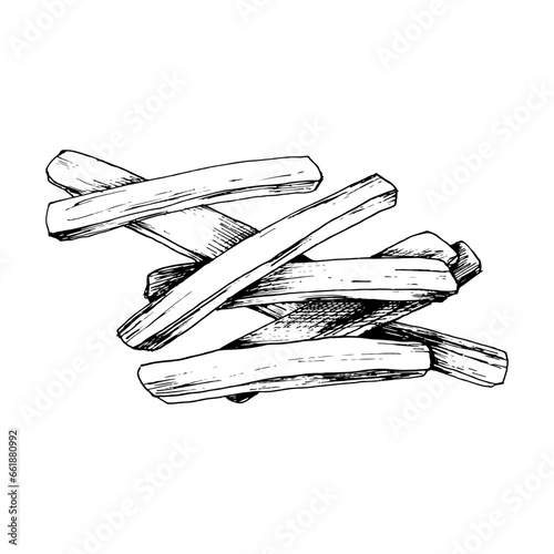 Graphic illustration of French fries. Fast food sketch for menu and chalk board design