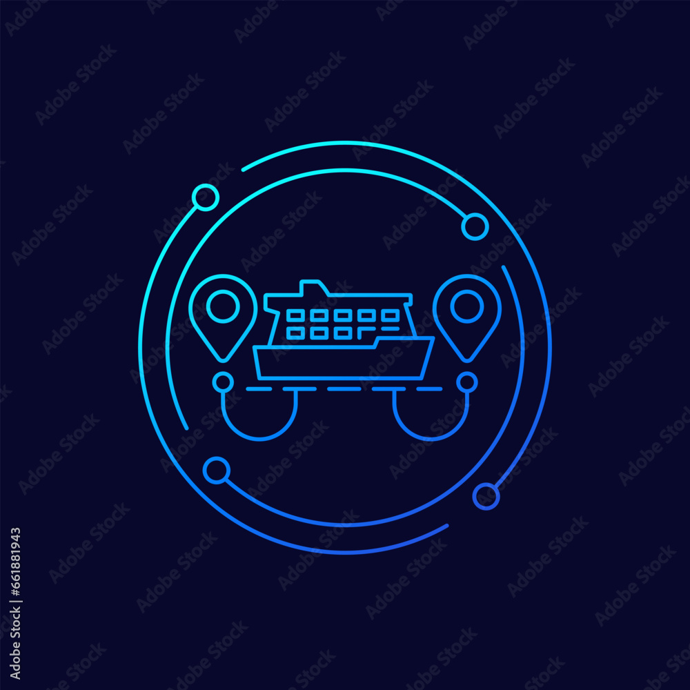 Obraz premium cruise ship icon, linear vector design