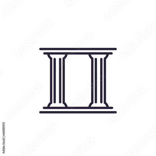 pillars icon on white, line vector