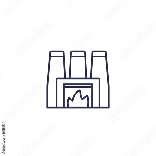 incineration plant line icon on white