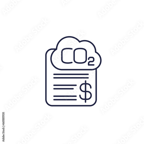 carbon credit line icon on white