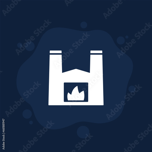 incineration plant icon, vector pictogram