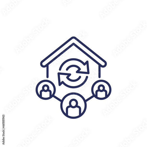 tenants rotation line icon with a house