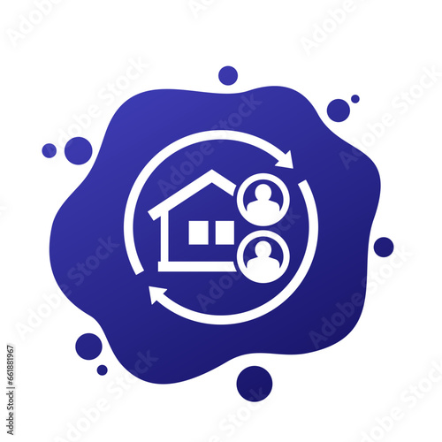 tenants rotation vector icon with house and residents