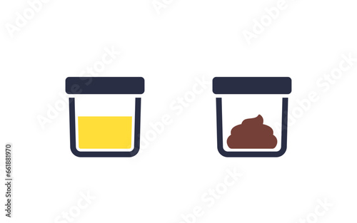 urine test, stool sample icons, vector
