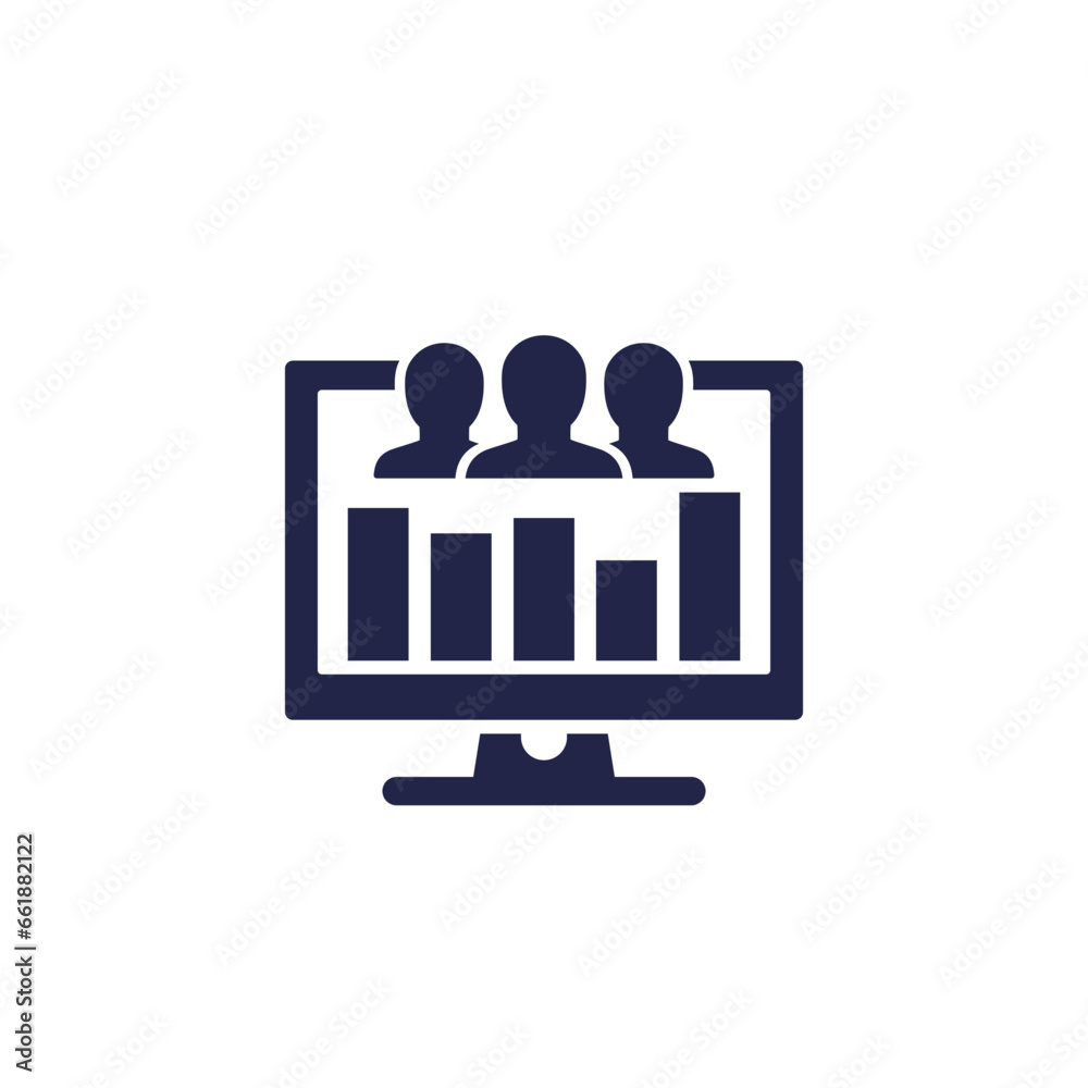 customer demographics analysis icon on white customer demographics analysis icon on white