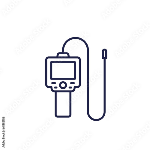 endoscope line icon, inspection camera vector