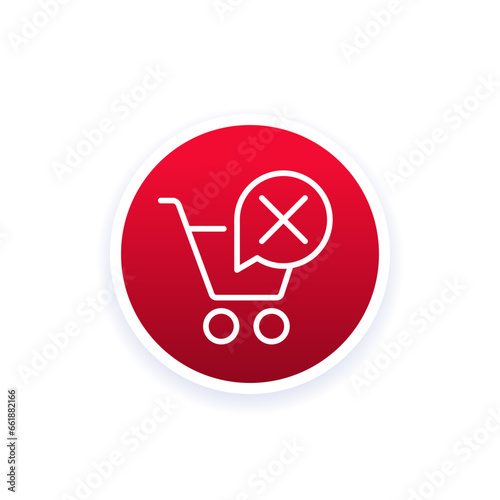 failed order line icon with a shopping cart, vector
