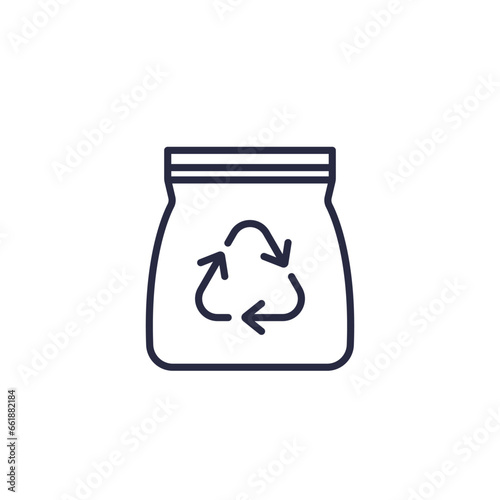 Sustainable packaging line icon, eco bag vector