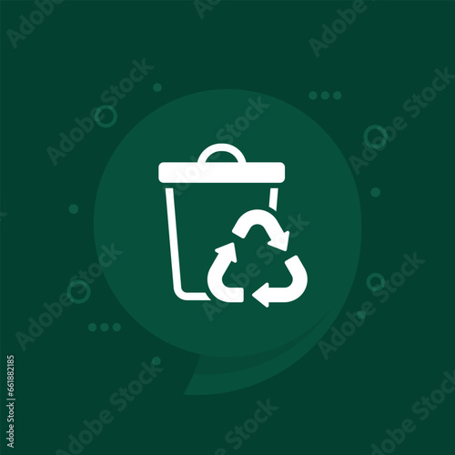 recycling waste vector icon with a trash bin