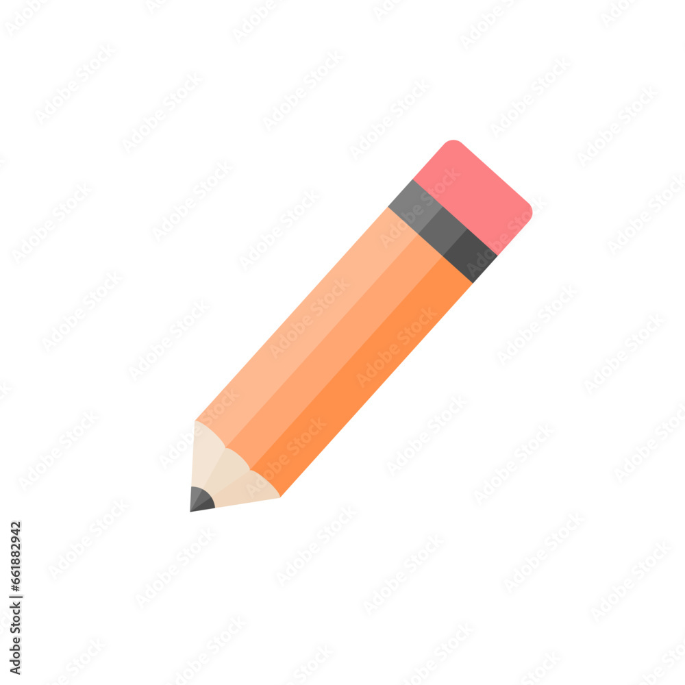 wooden pencil flat design vector illustration isolated on white background. vector education illustration, stationery drawing tool isolated - sketch sign symbol wooden pencil flat design vector illustration isolated on white background. vector education illustration, stationery drawing tool isolated - sketch sign symbol