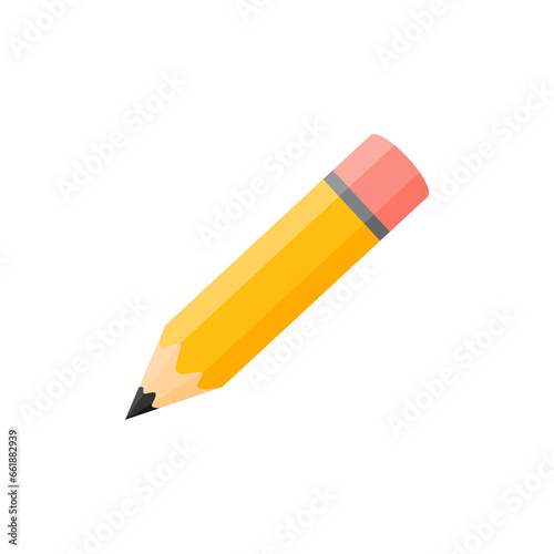 wooden pencil flat design vector illustration isolated on white background. vector education illustration, stationery drawing tool isolated - sketch sign symbol