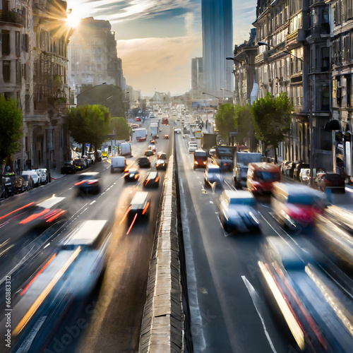 Busy Road Full of Cars: Step into the heart of urban commotion with our collection capturing the relentless energy of bustling city streets. Here, the asphalt arteries pulse with life as a relentless 