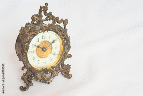 Antique Edwardian Clock Angled Isolated Left