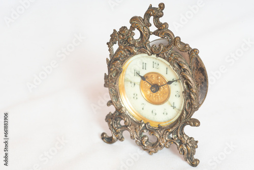 Antique Edwardian Clock Angled Isolated Right 