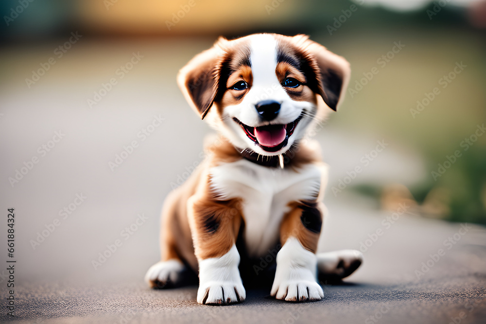 A smiling puppy. Generative AI