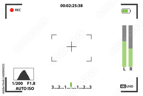 Camera viewfinder. Viewfinder camera recording. Video screen on a white background. vector illustration