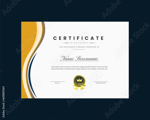 certificate design template, 
certificate of achievement Modern template Gradient golden luxury premium Vector Design 