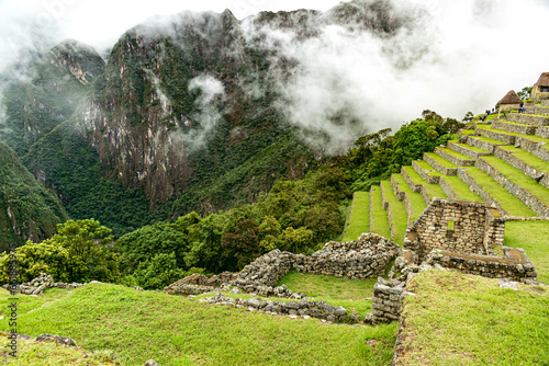 View of the terrace where incas used to cultivate crops in machu picchu. This is what you see at the end of the course. photo