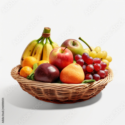 various fruits in a bamboo basket