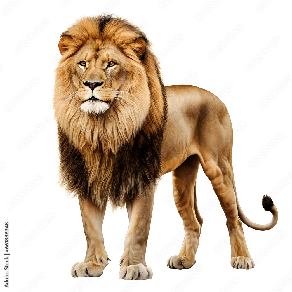 Furious lion isolated on white background