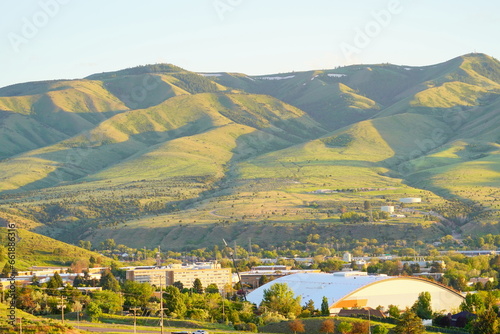 Landscape of Idaho state University campus and city Pocatello in the state of Idaho 