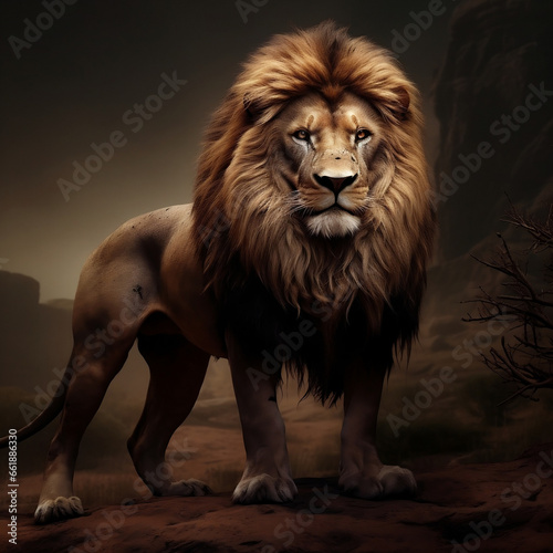 Fototapeta Naklejka Na Ścianę i Meble -  Furious lion isolated on white background