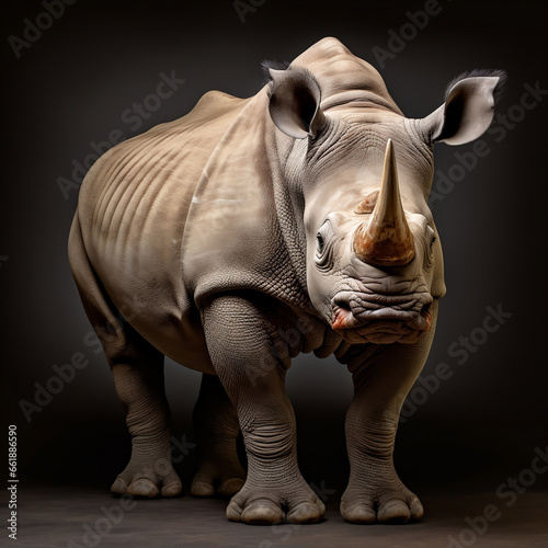 a rhinoceros jumping on isolate white background Generative ai