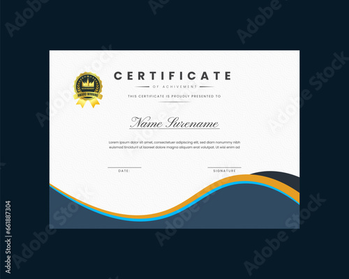 Modern certificate of achievement vector  template