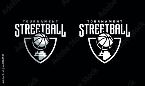 Modern basketball logo template. Streetball tournament illustration.