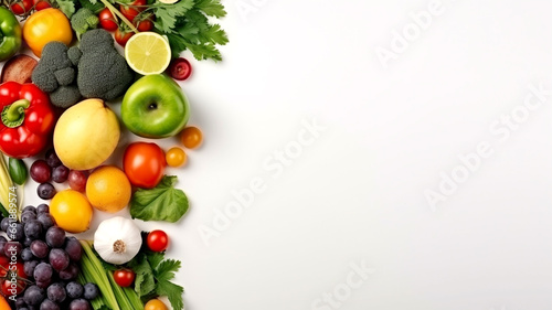 Promote market-fresh produce effectively with this close-up image showcasing colorful fruits and vegetables. Convey the message of health and freshness in your marketing efforts. photo