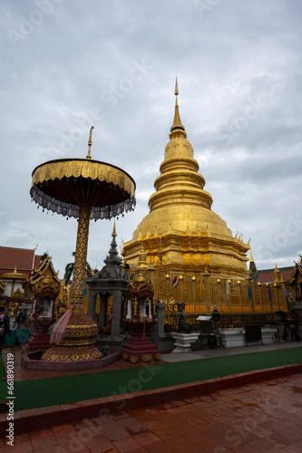 Lamphun, Thailand - August 28, 2023: Wat Phra That Hariphunchai is a Buddhist temple in Lamphun, Thailand. Public Domain