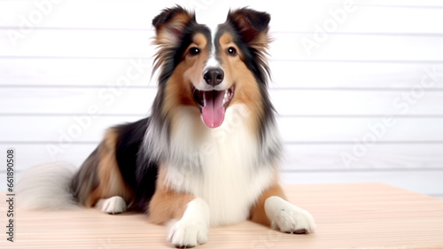 Emphasizing the pet qualities of a Shetland Sheepdog in close-up, showcasing its cuteness and adorable nature as a loyal companion.