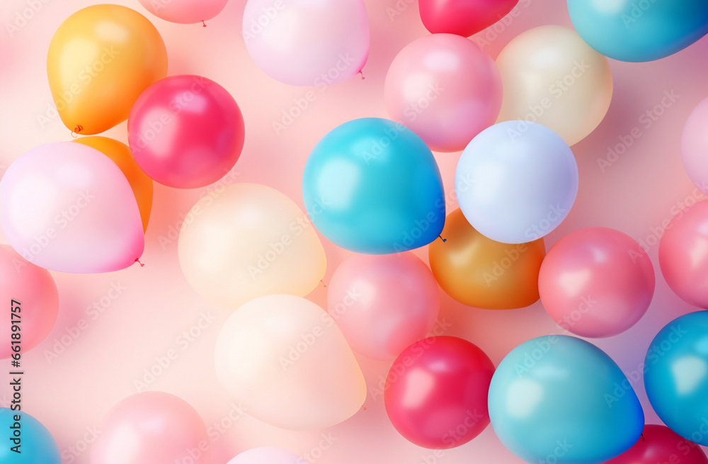 A delightful assortment of colorful balloons, perfect for adding a touch of joy to any backdrop or artwork. Generative AI.