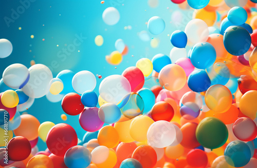 A delightful assortment of colorful balloons, perfect for adding a touch of joy to any backdrop or artwork. Generative AI.