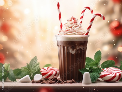 Peppermint mocha drink background, peppermint lovers day 