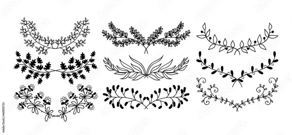 Vector design hand drawn floral graphic elements