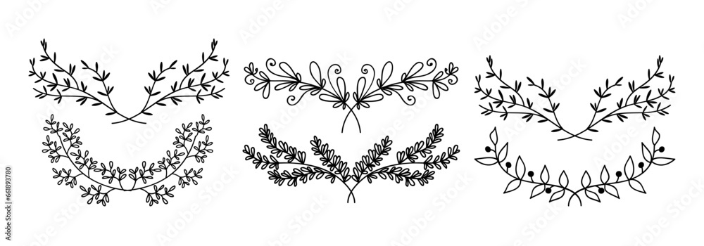 Vector design hand drawn floral graphic elements