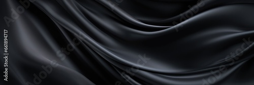 Luxury Black Silk. Abstract Background of Silky Waves and Soft Velvet Texture. Perfect Wallpaper Design for Elegant and Luxurious Atmosphere