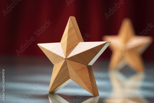 Star Decoration: Christmas Wooden Star for Simplicity and Tradition Celebration. No People, Closeup Half-Face View.