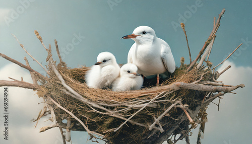 family of white birds  photography concept  nature concept