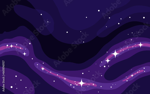 Vector space background . Cute flat style template with Stars in Outer space