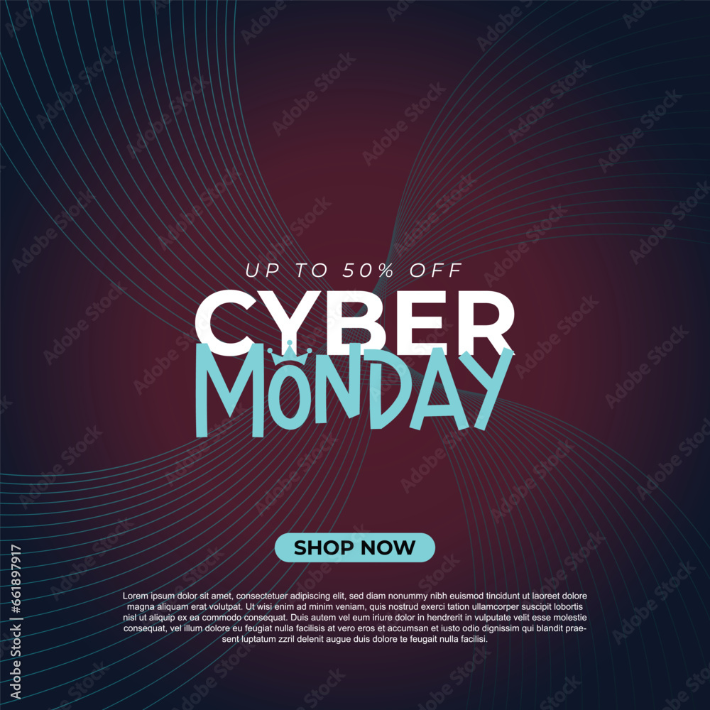 High-Tech Cyber Monday Sale: 80s Vector Promo Template for Online Retail Marketing