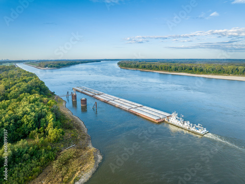 Wallpaper Mural towboat with barges on the Mississippi River is entering Chain of Rocks Bypass Canal above St Louis Torontodigital.ca