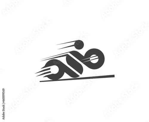 Crazy biker logo, jumping, speeding and crazy. Flat and unique. Or Monogram QSB. photo