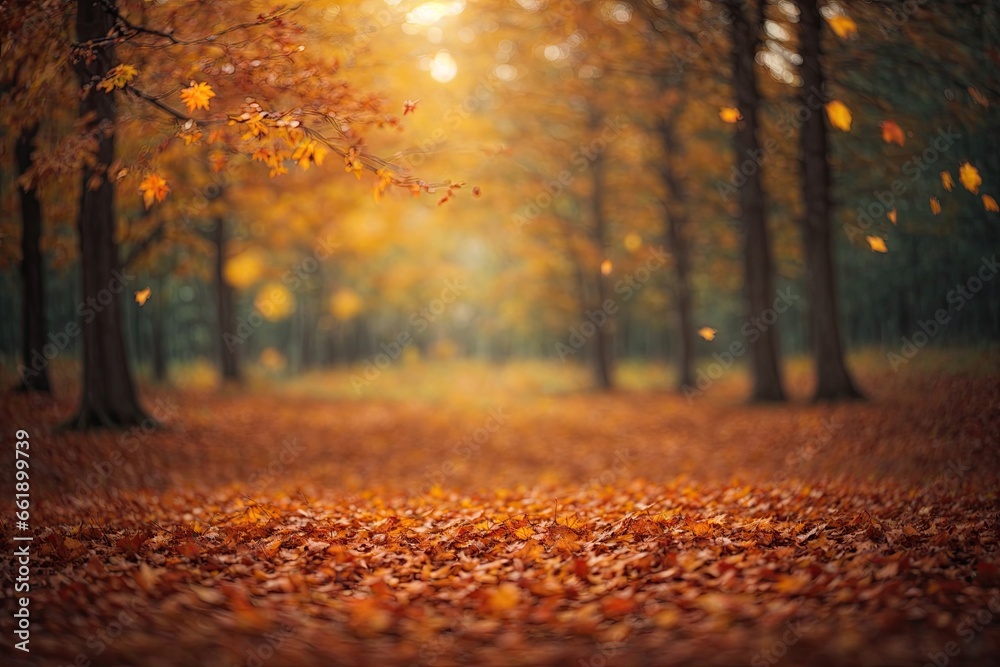 Blurred out fall season abstract nature background. ai generative