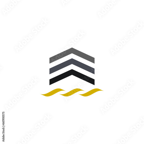The logo is an illustration of the image of the Kaaba, Mecca.