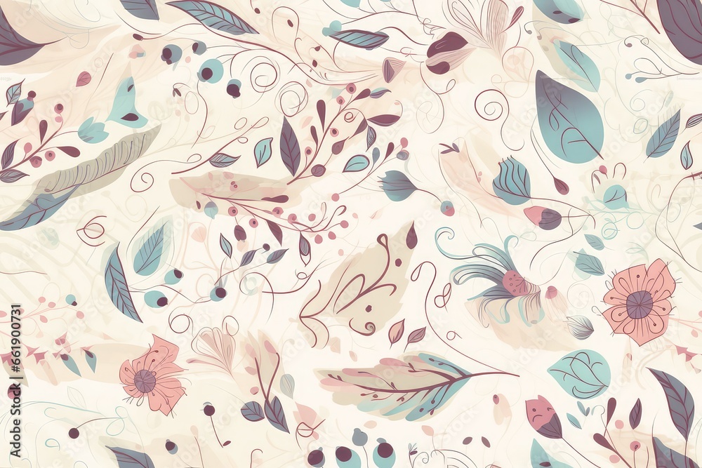 Fototapeta premium hand drawn botanical flower pattern in watercolor style